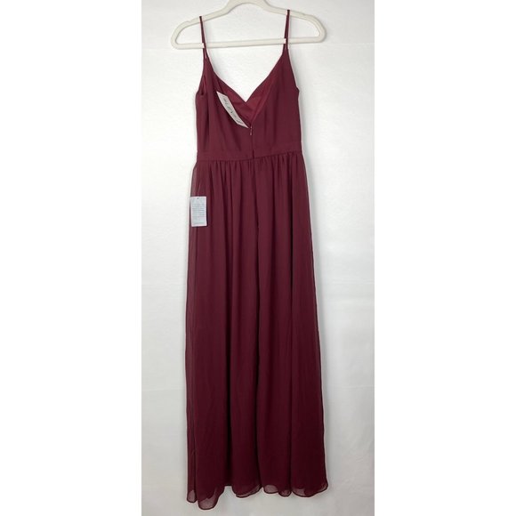 NWT Bill Levkoff Ryan Wine Chiffon V-Back A-Line Maxi Dress Gown 4 - Picture 6 of 10